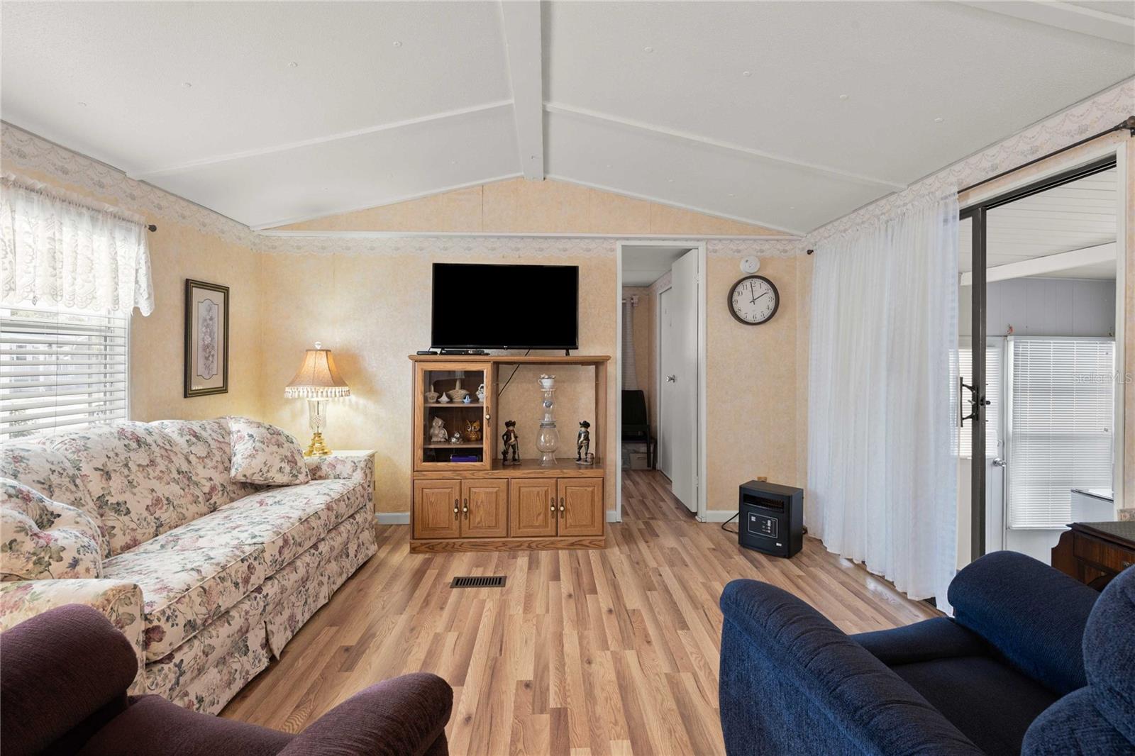 High ceilings in this living room.