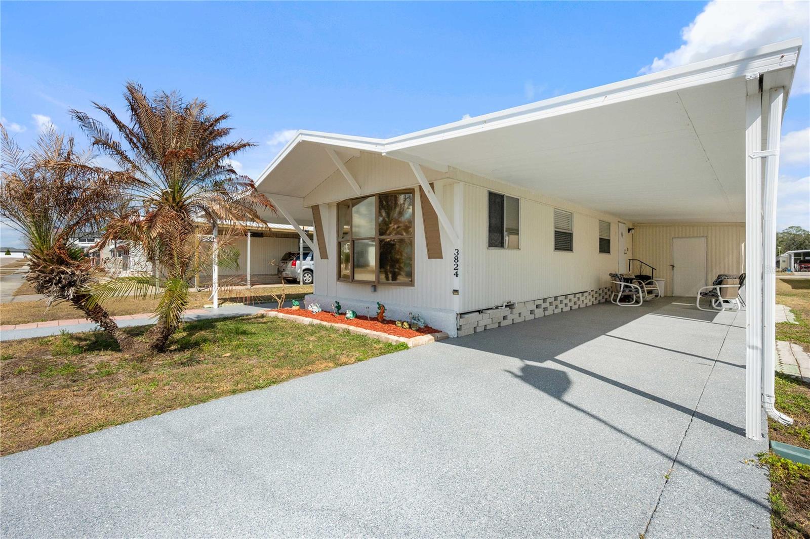 Nicely painted driveway on this home.