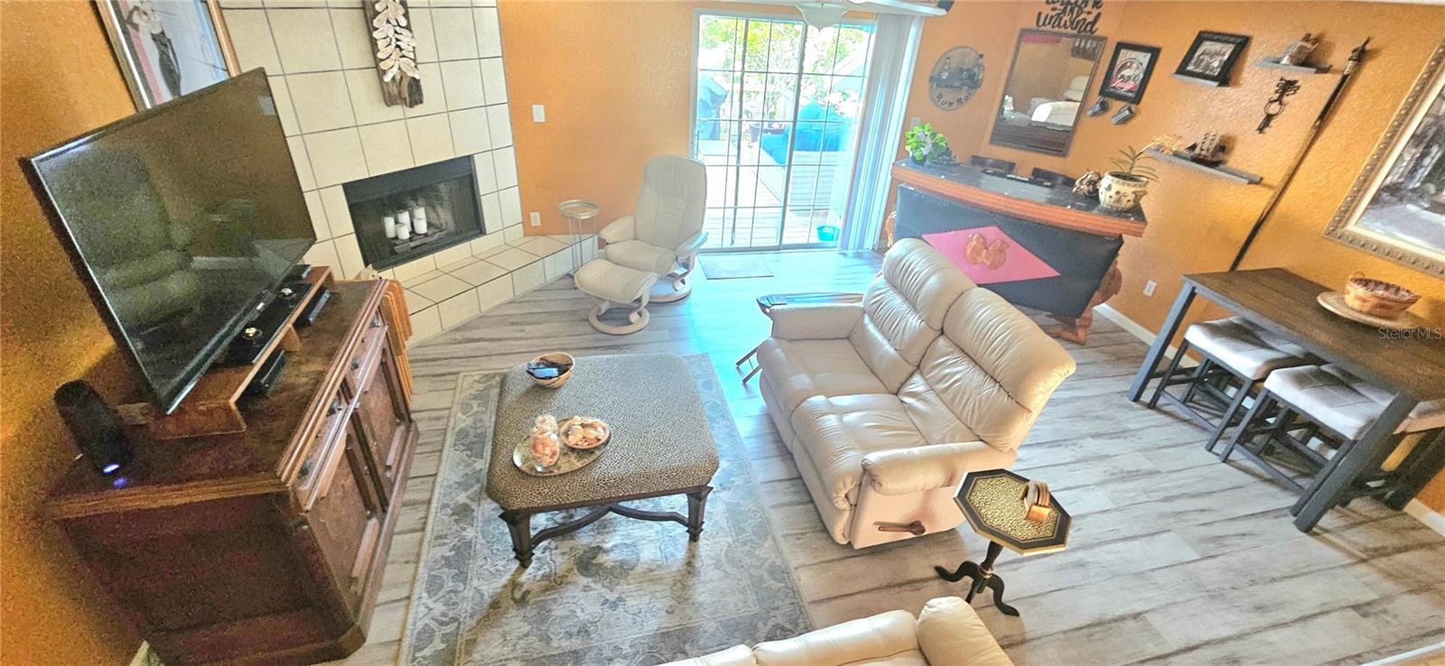 View of the great room from the dining room