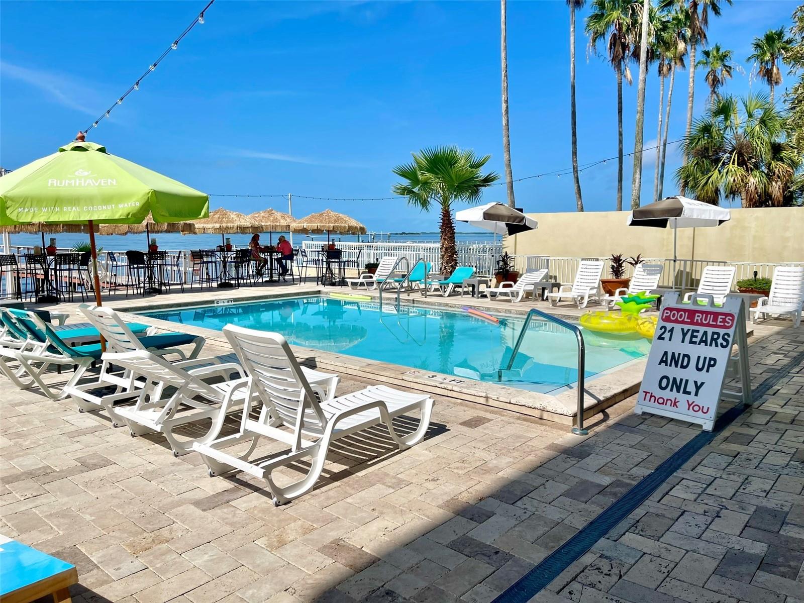 Heated pool on paver deck over looks the open intercoastal