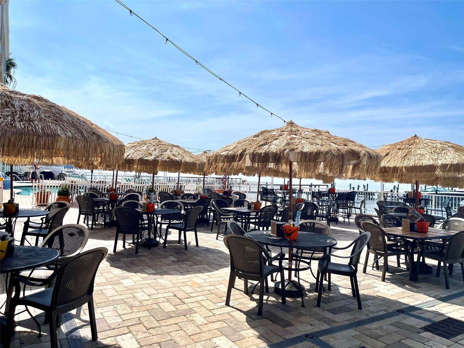 Expansive Patio on water for drinks and dining