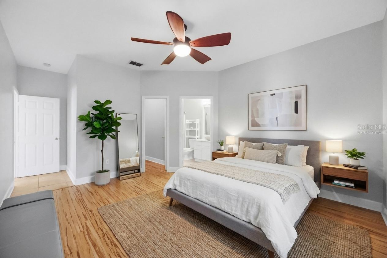 Virtually staged Primary bedroom.