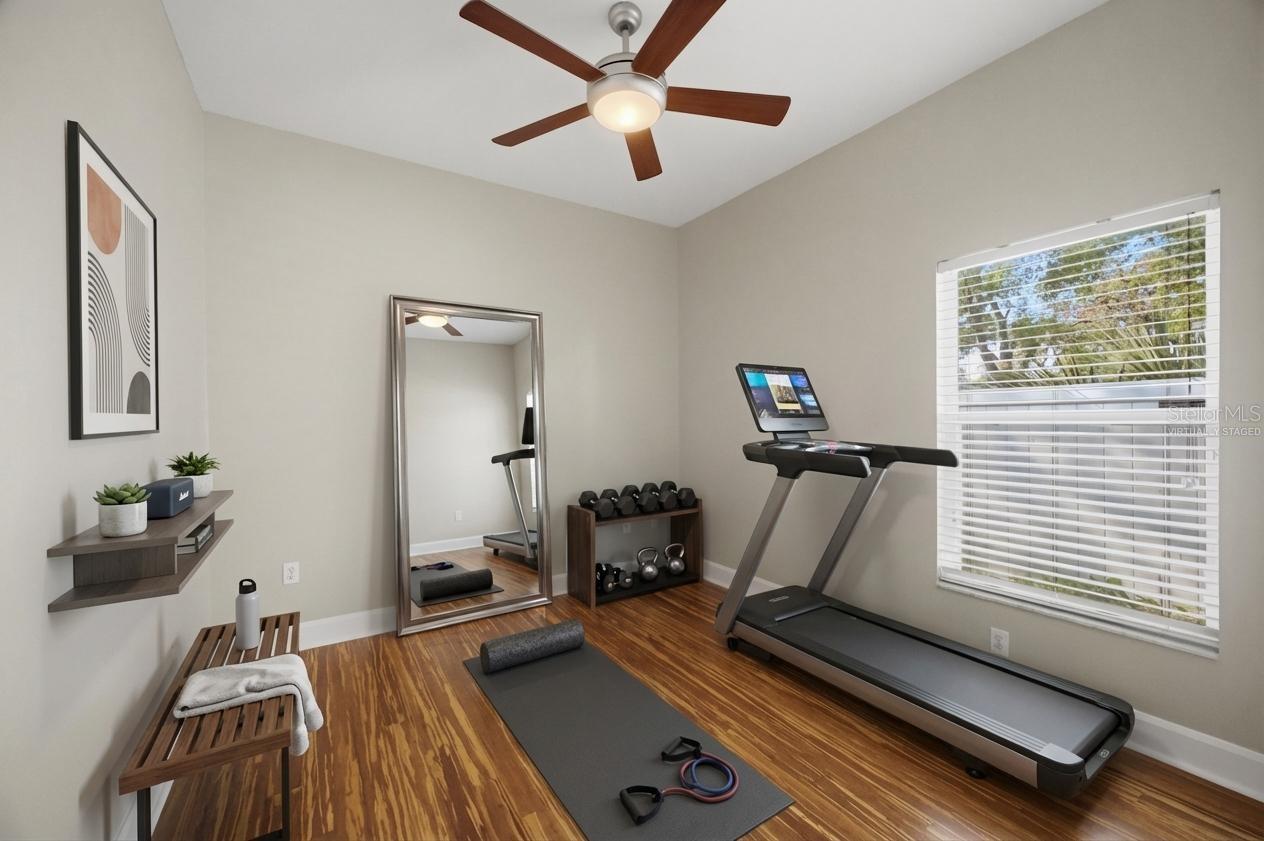 Virtually Staged yoga/home gym/office space.