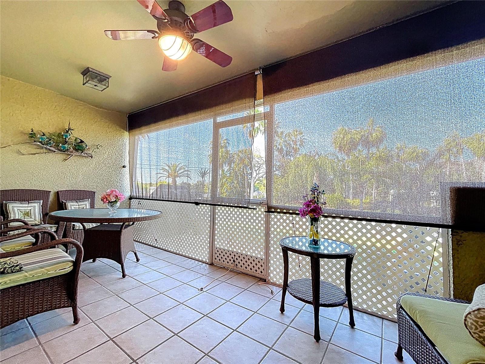 The rear screened patio offers an outdoor space to take in the Florida warm air.