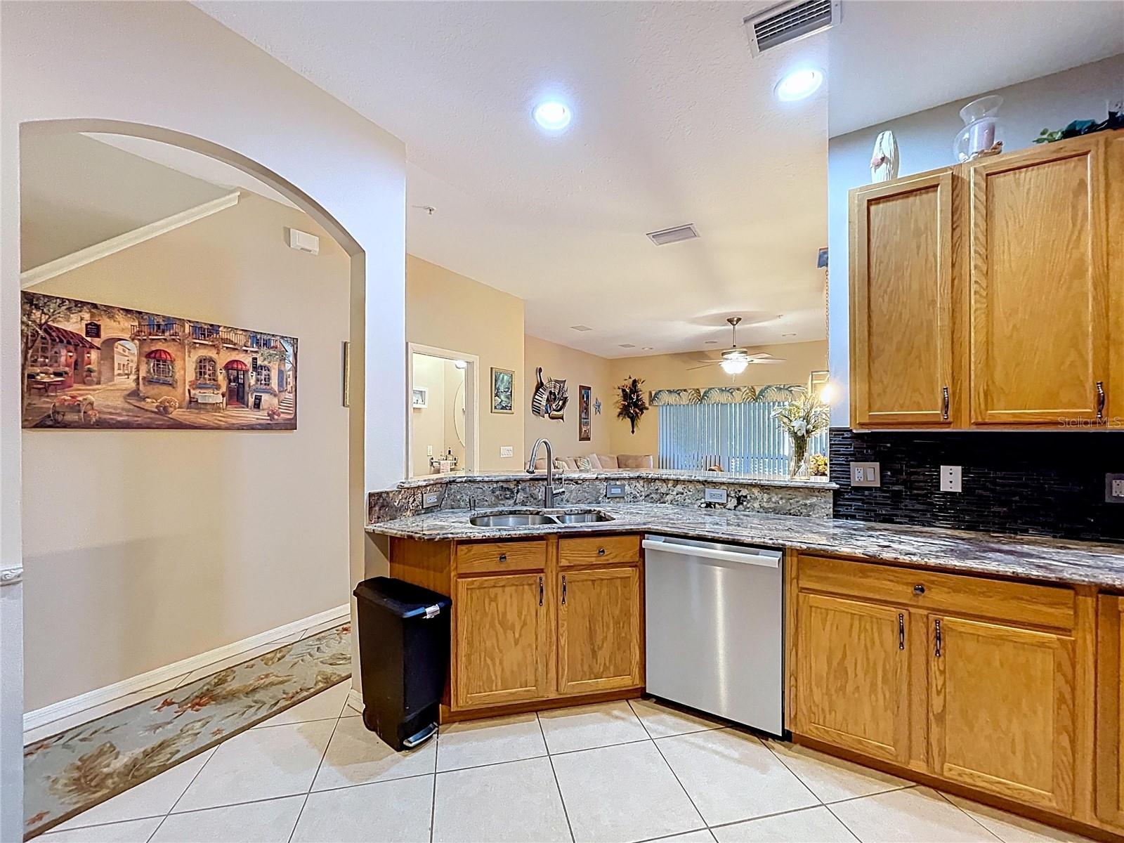 Spacious and open kitchen offers plenty of prep space.