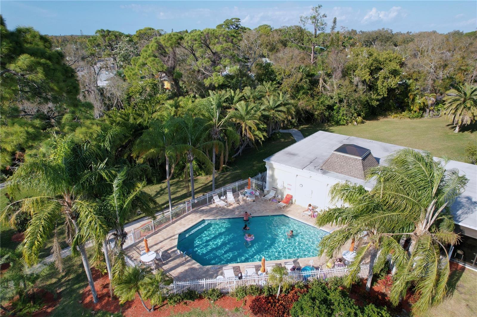 Community offers a heated pool, gym and club house.