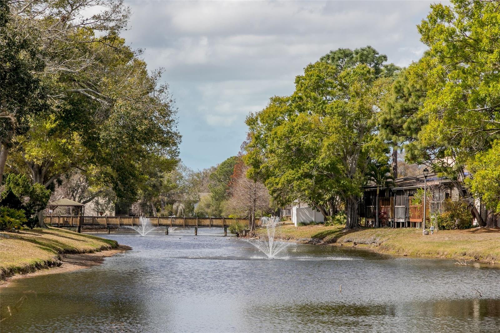 Overview of Bridge over Lake connecting the Buildings