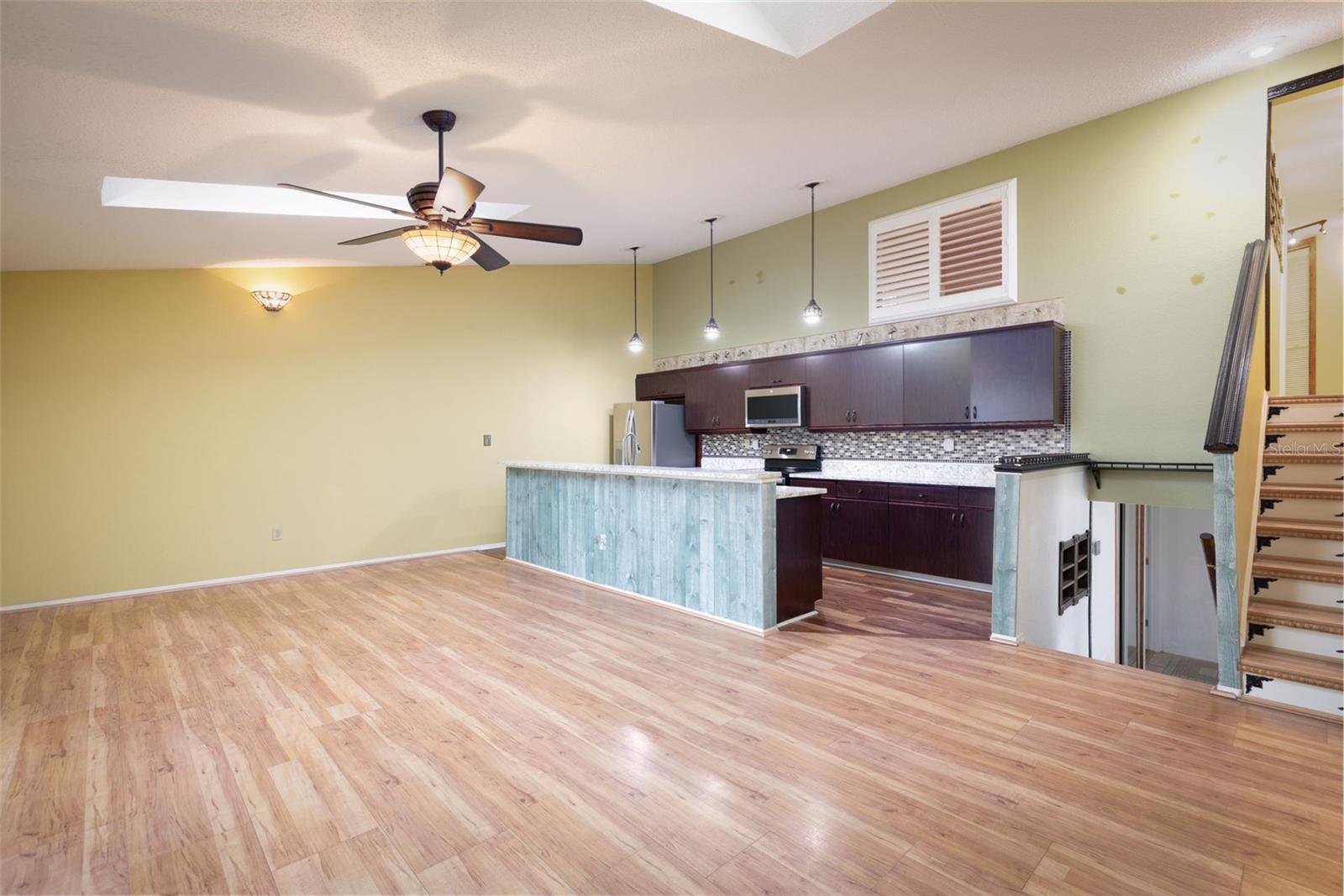 Great Room or Dining Area into the Kitchen