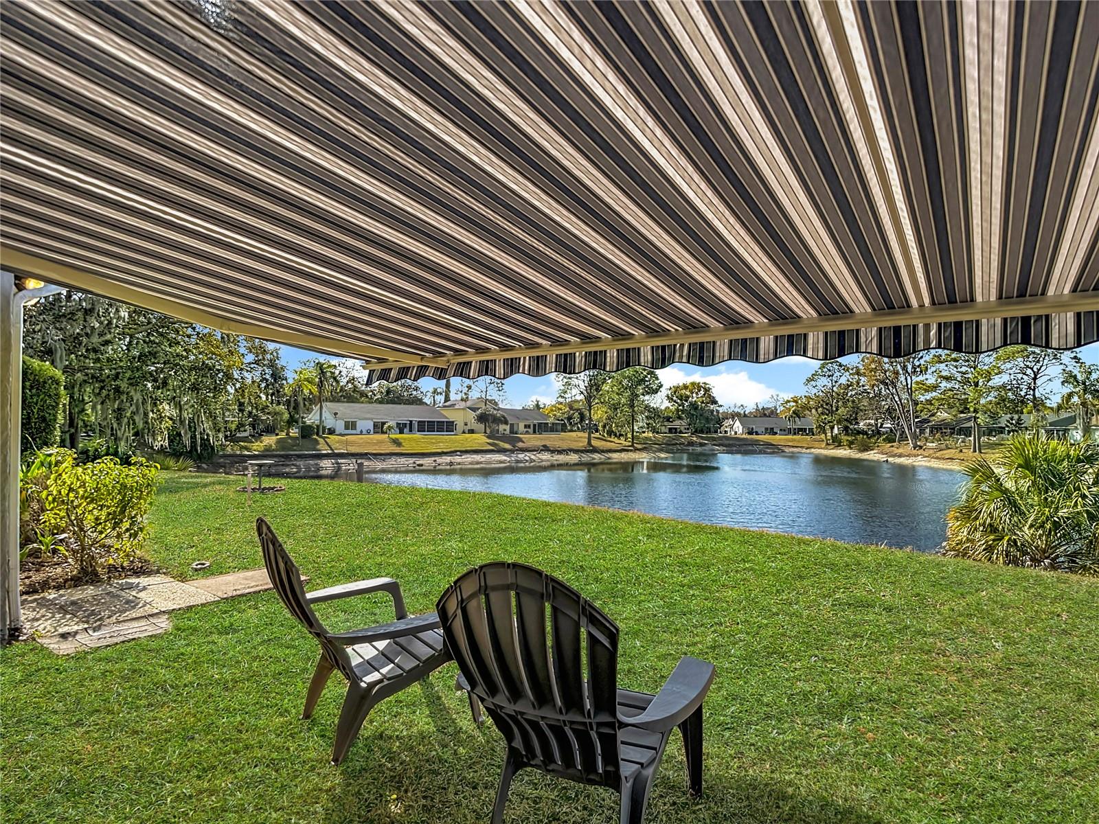 Relaxing backyard with powered awning