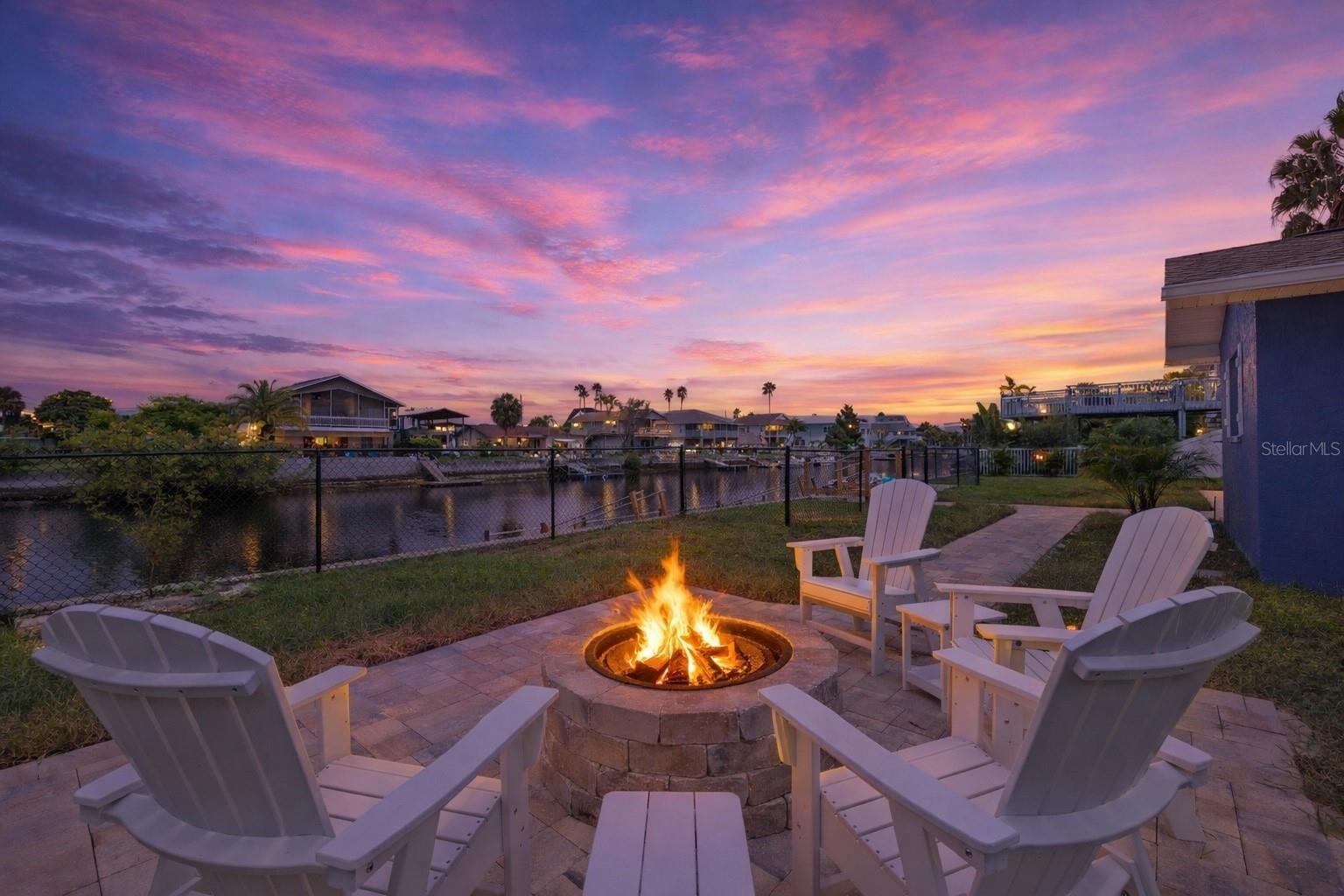 Fire Pit in Your Backyard looking Over the Water