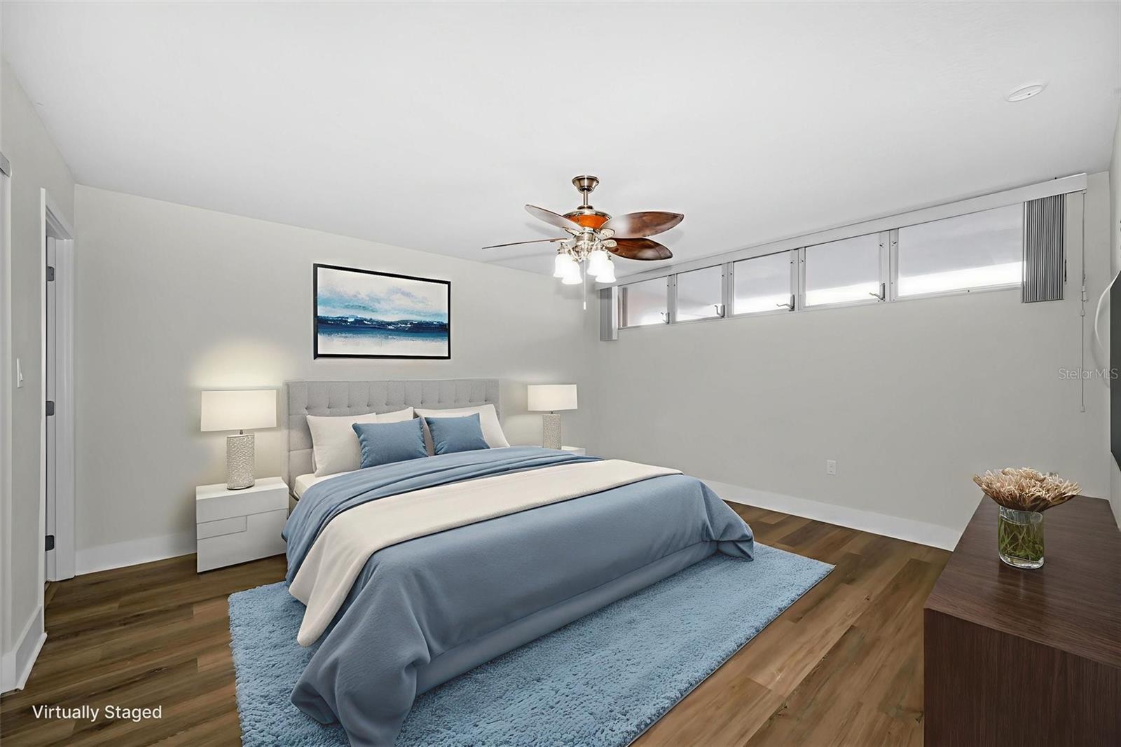 Primary virually staged bedroom