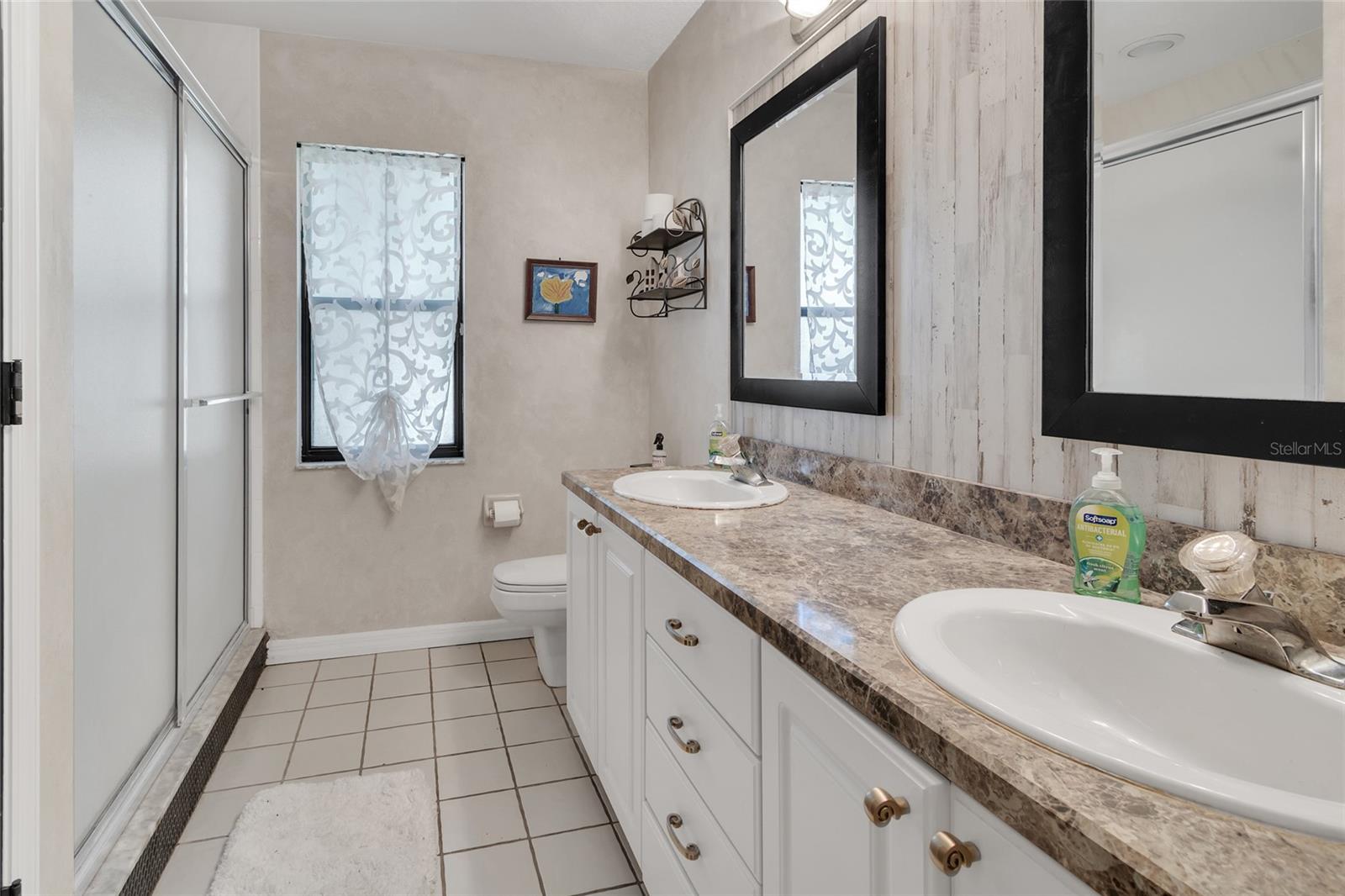 2nd full bath with double vanity sink