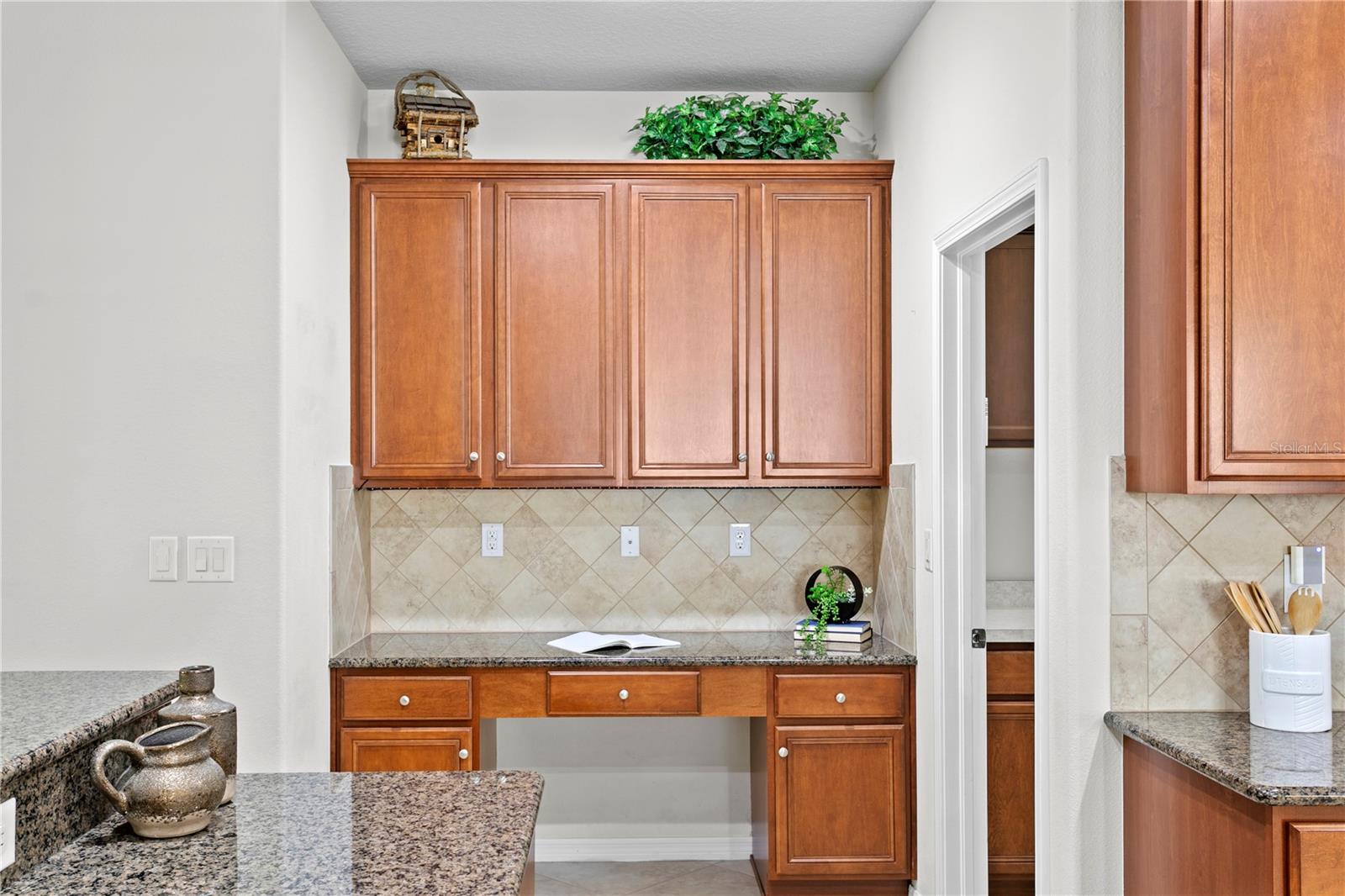 Built-in desk with 42" upper cabinets