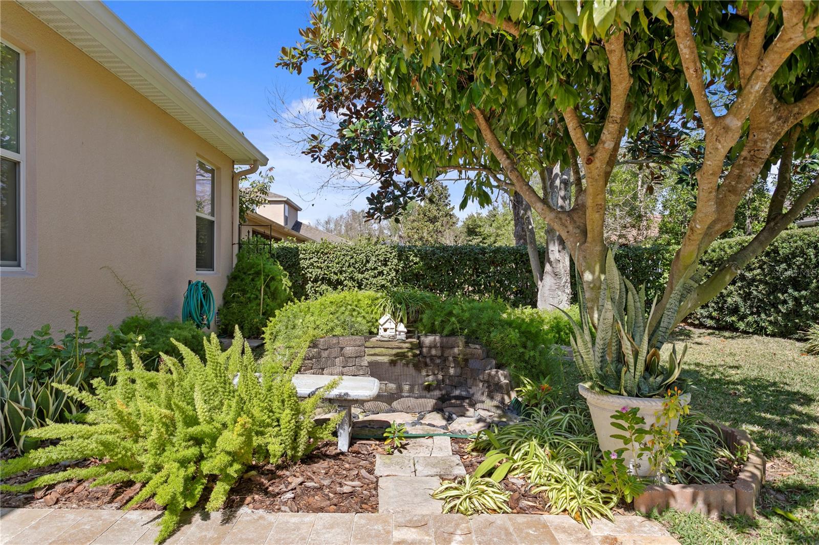 Siting area next to fish pond