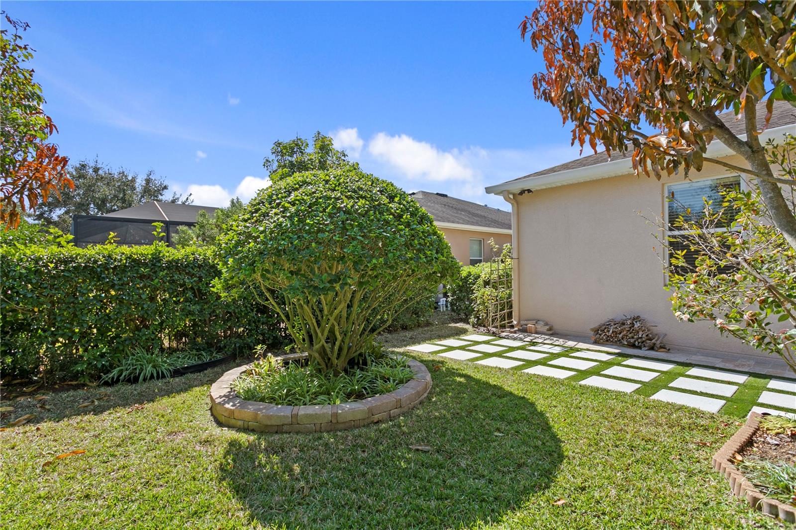 Extended patio with artificial turf