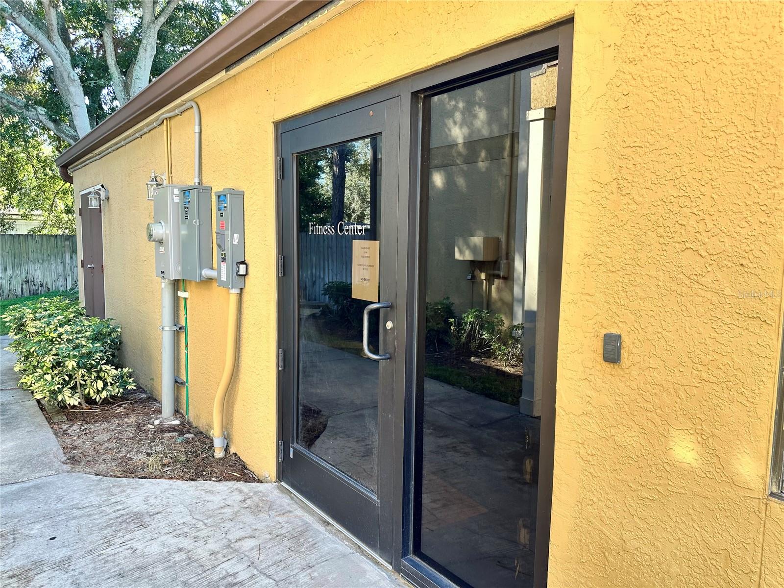 Fitness center entry.