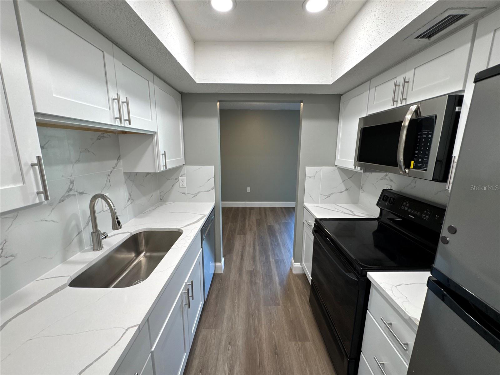 The view from the kitchn toward the dining room