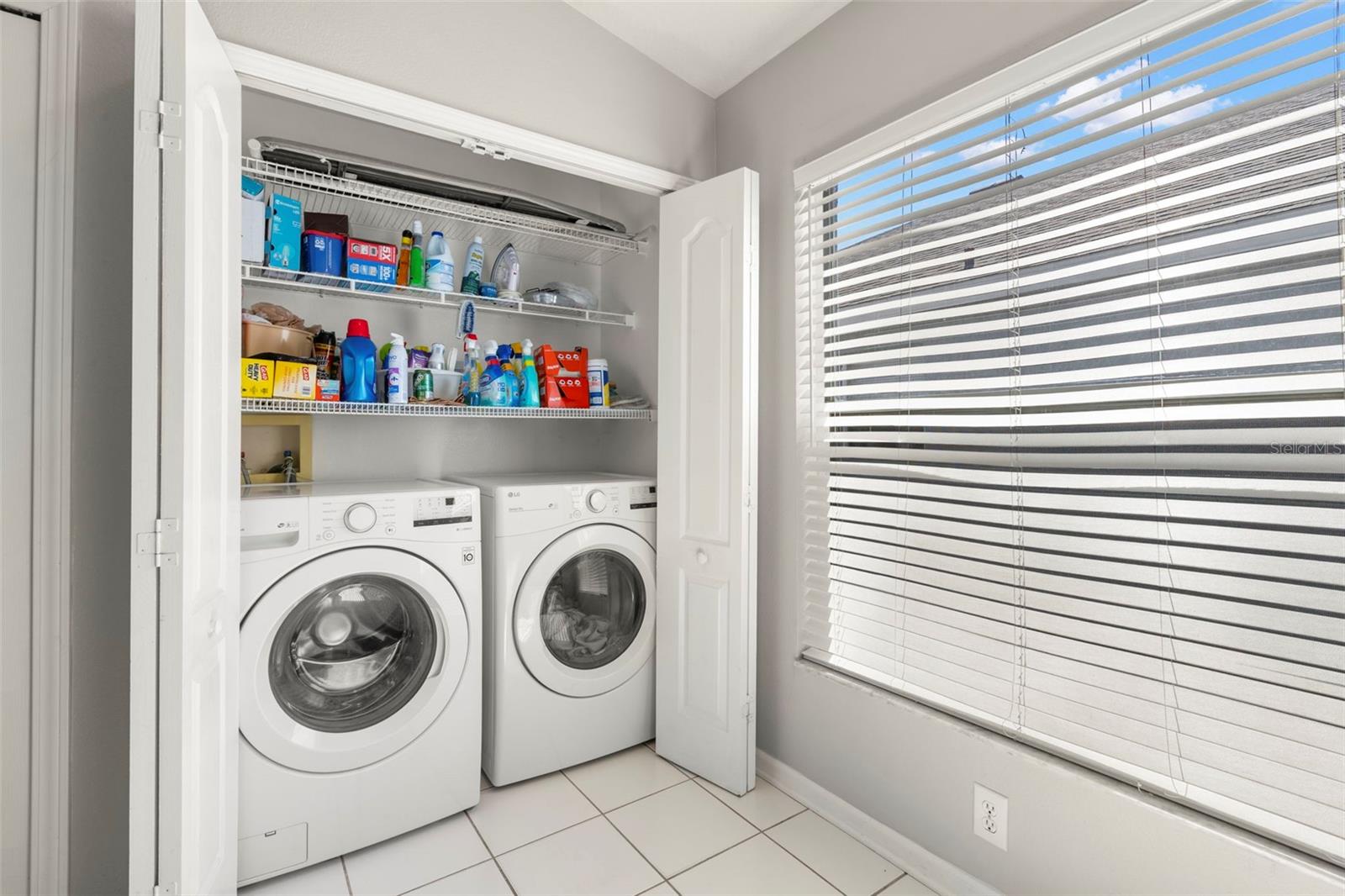 Laundry closet conveniently located inside.