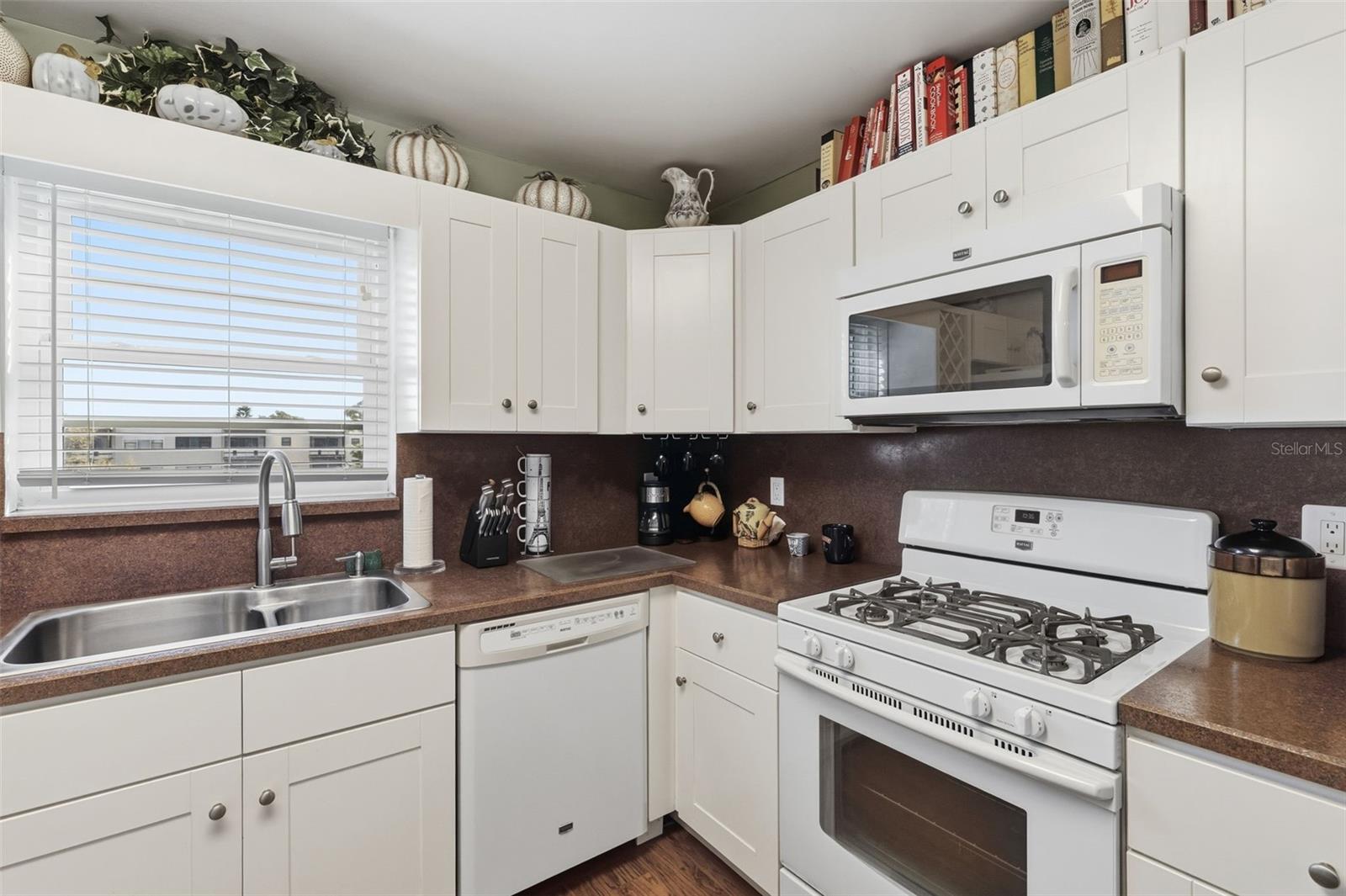 Bright kitchen workspace with storage