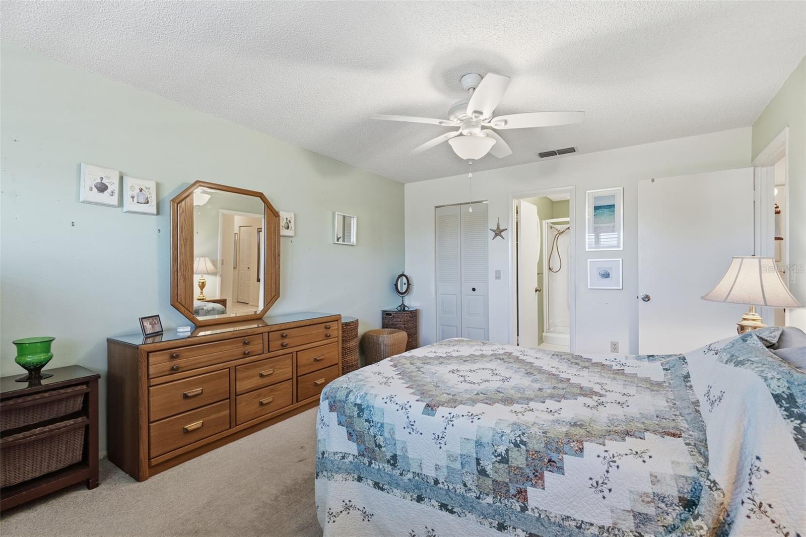 Primary bedroom with generous closet space