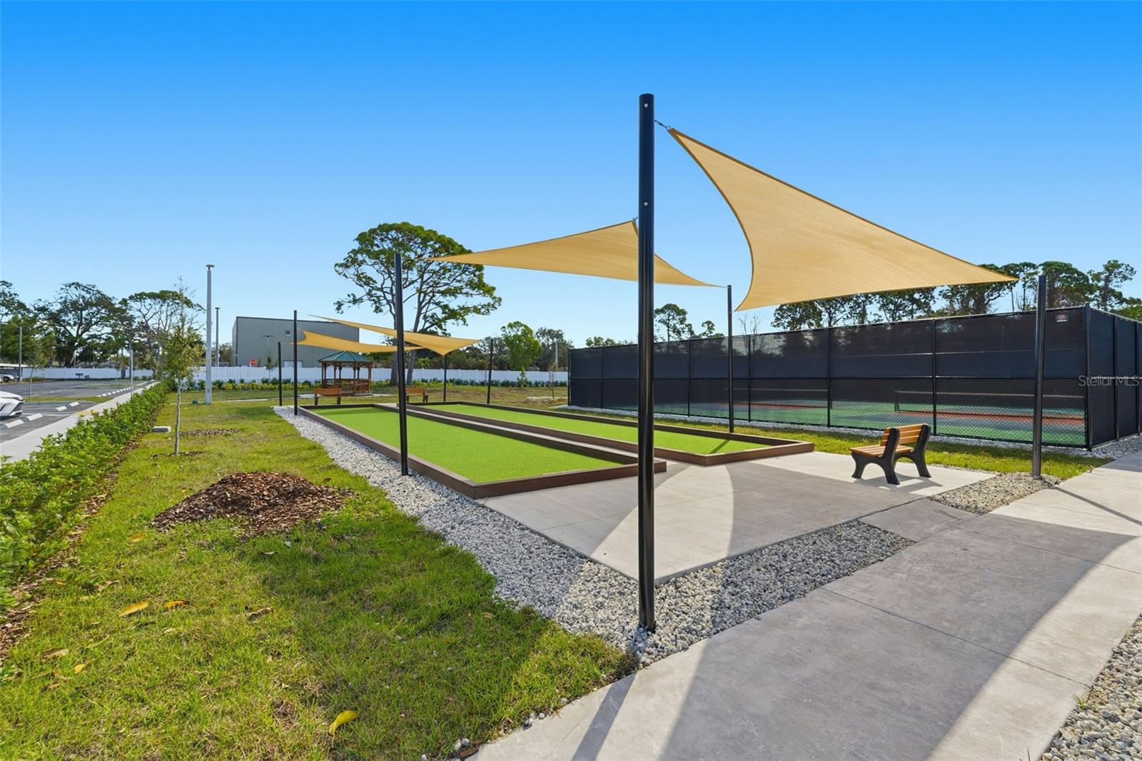 Shuffleboard courts within community grounds