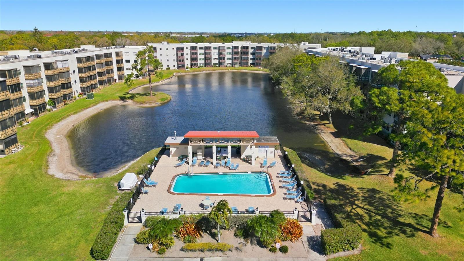 Overhead pool deck view
