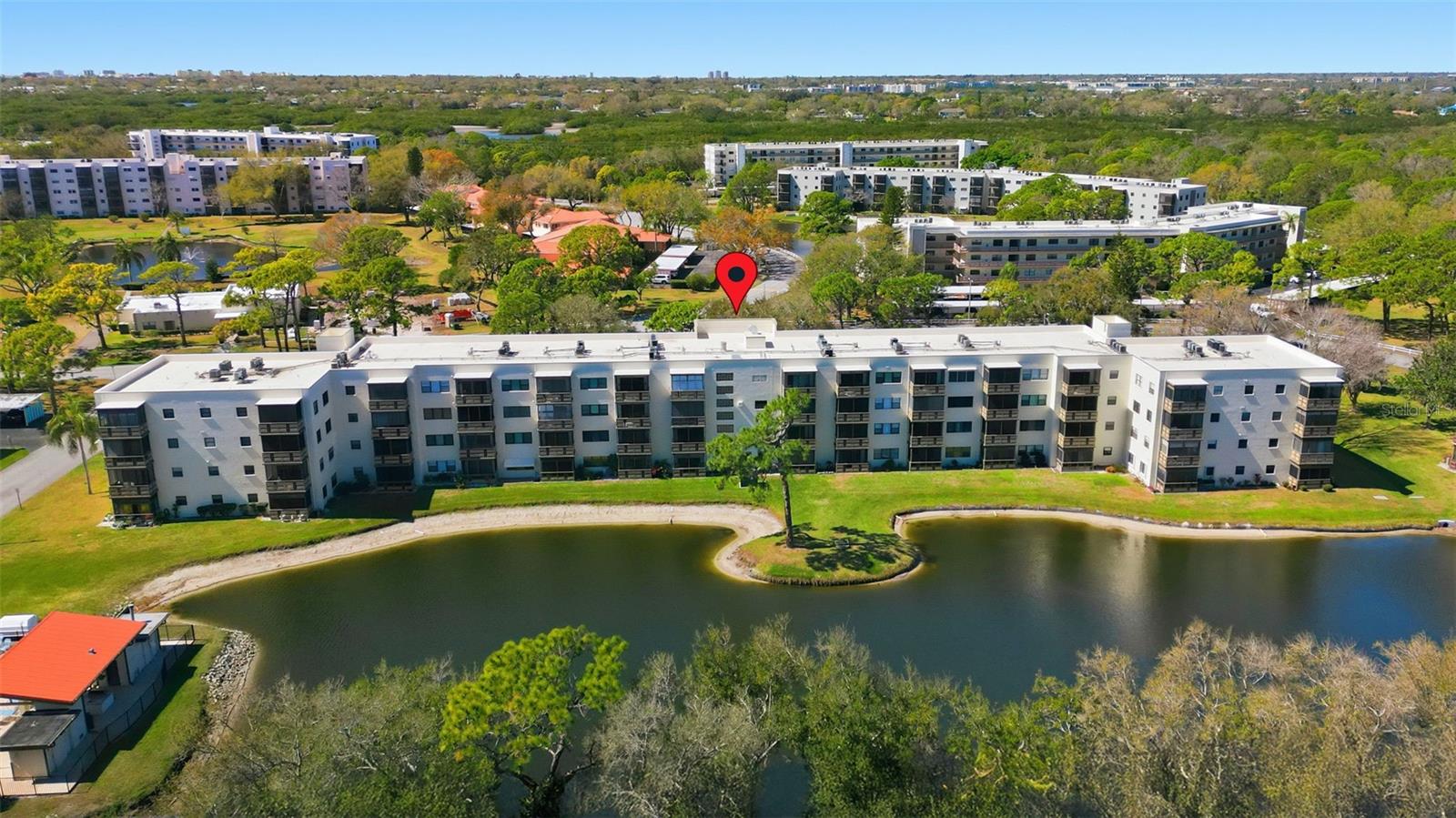 Elevated view of building exterior