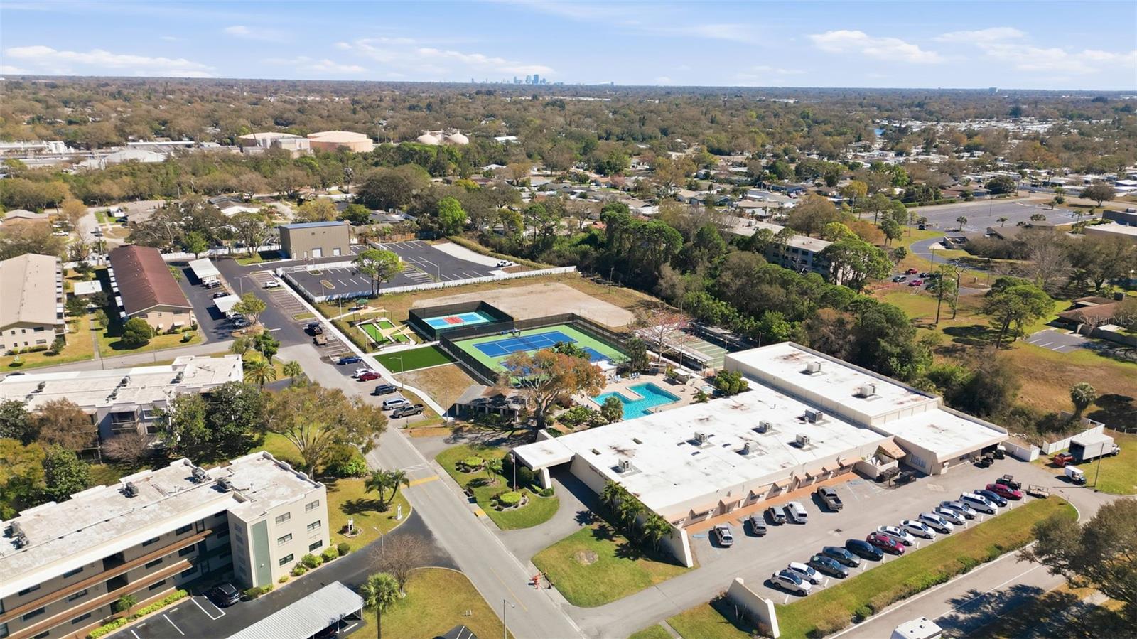 Elevated view of clubhouse amenities