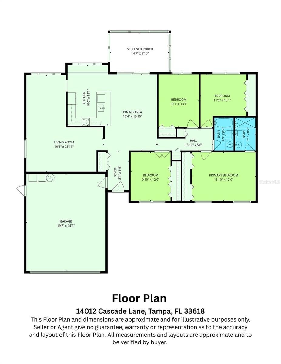 Illustrative Floor Plan for 14012 Cascade Ln, Tampa, FL 33618