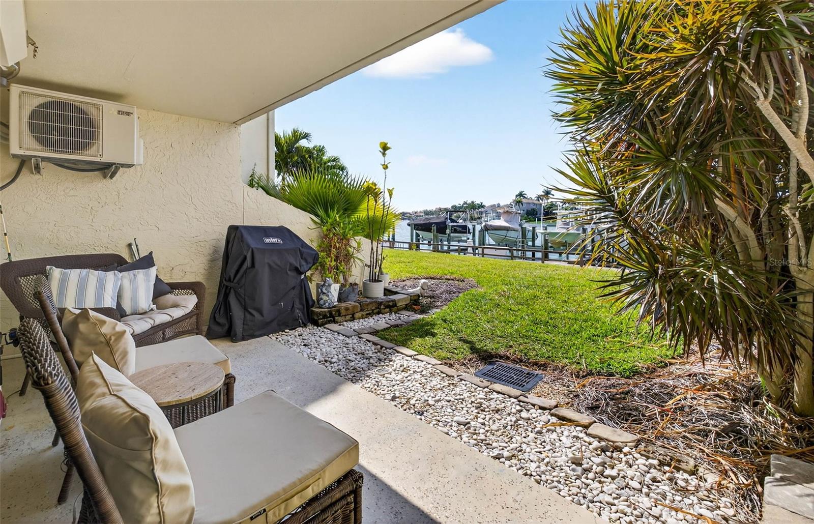 Lower level patio to water/boat slip