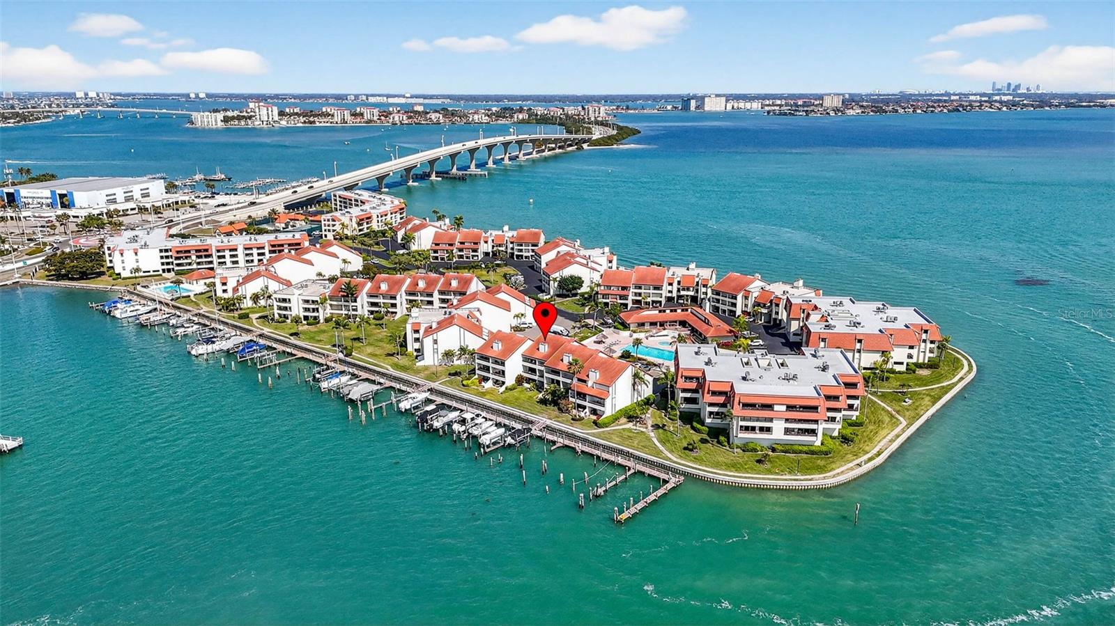 Tierra Verde Bridge looking towards Isla Del Sol Yacht & Country Club and bridge to St Pete Beach & Don Caesar