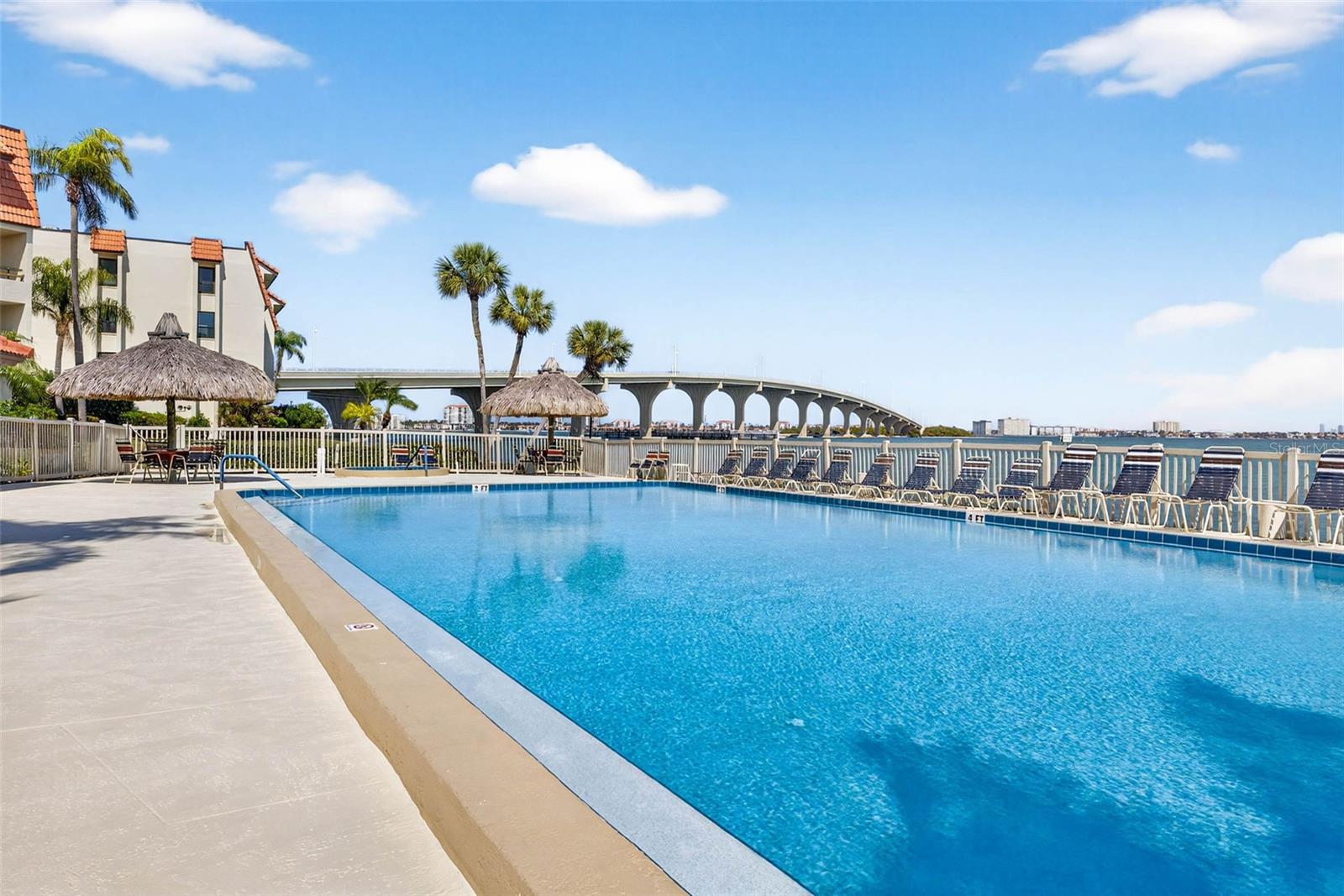 Main pool looking over water and bridge