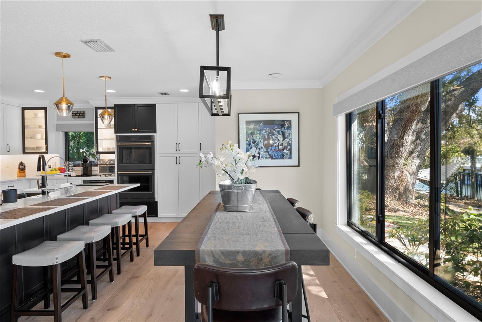 Dining space adjacent to the kitchen allows for larger gatherings
