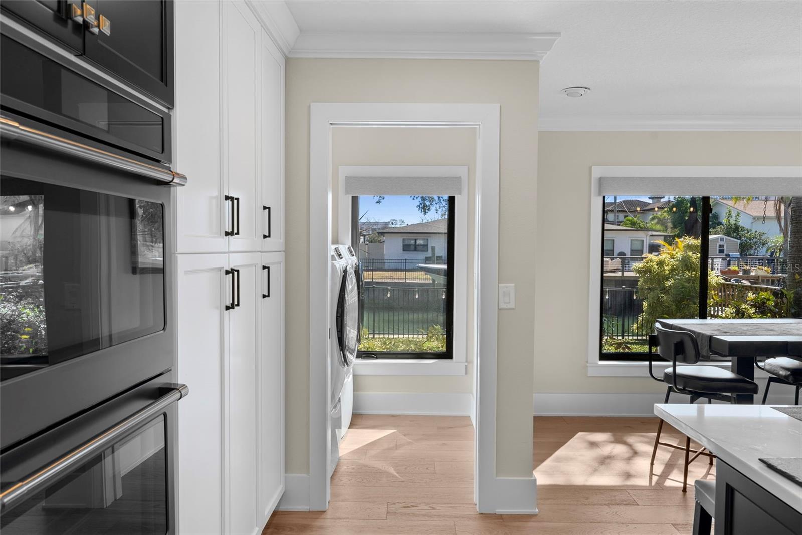 The laundry room is off the kitchen
