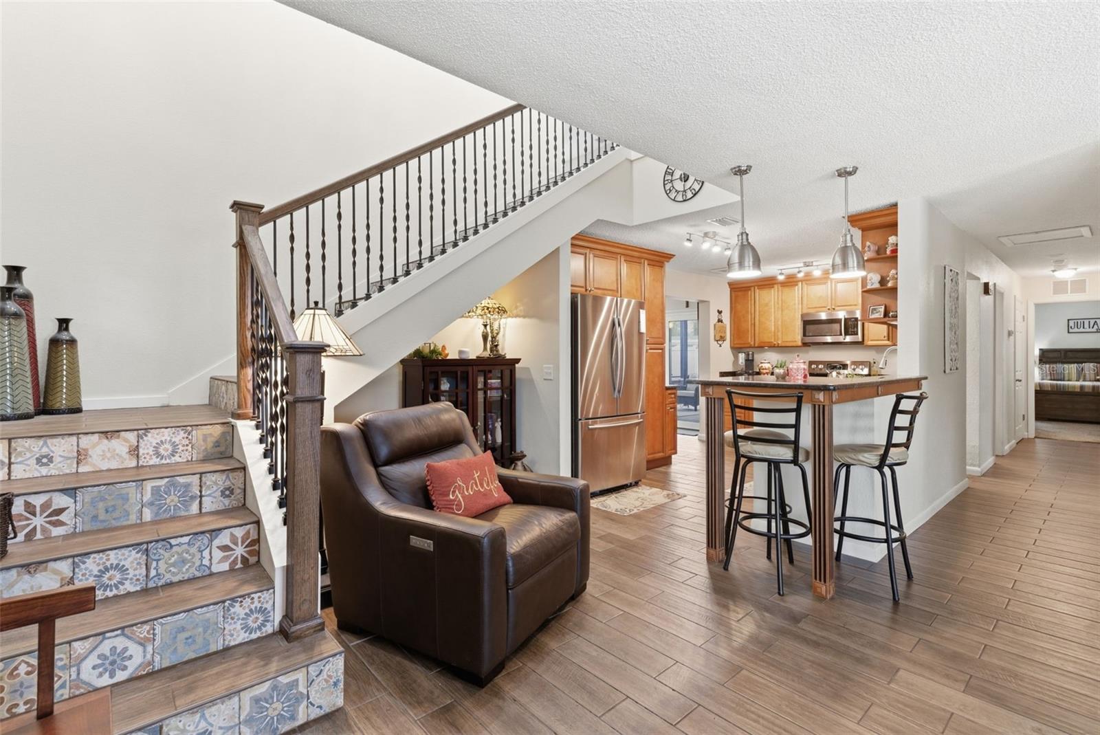 Custom tile stairway