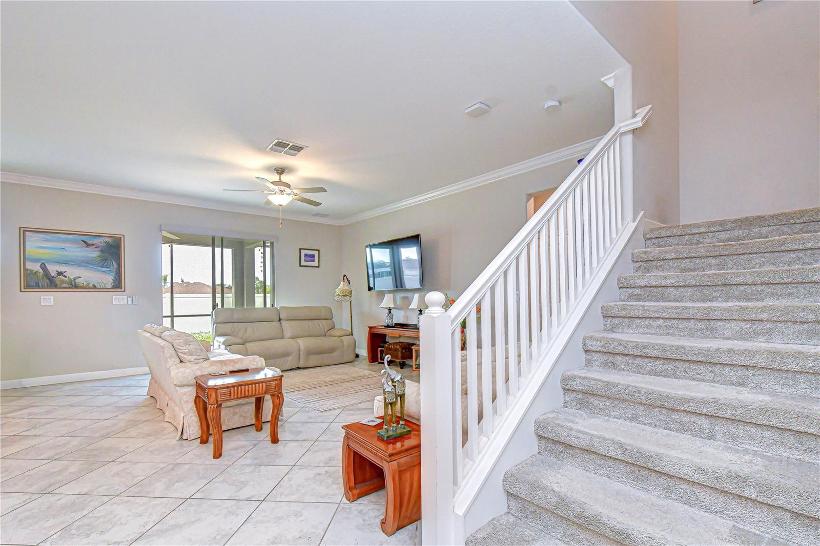 Living Room and Staircase