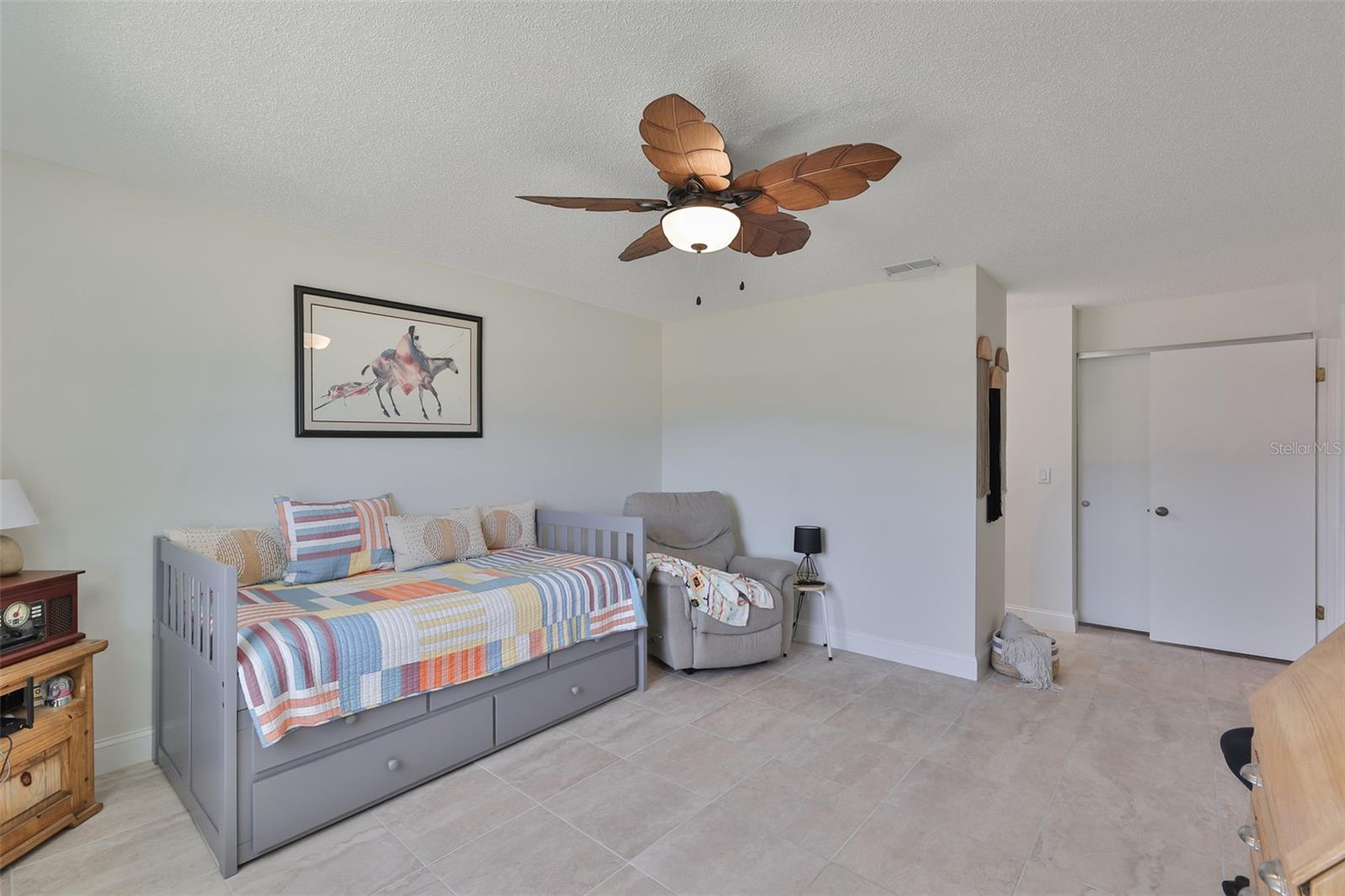 This room is spacious with large closet and connecting bathroom for privacy.