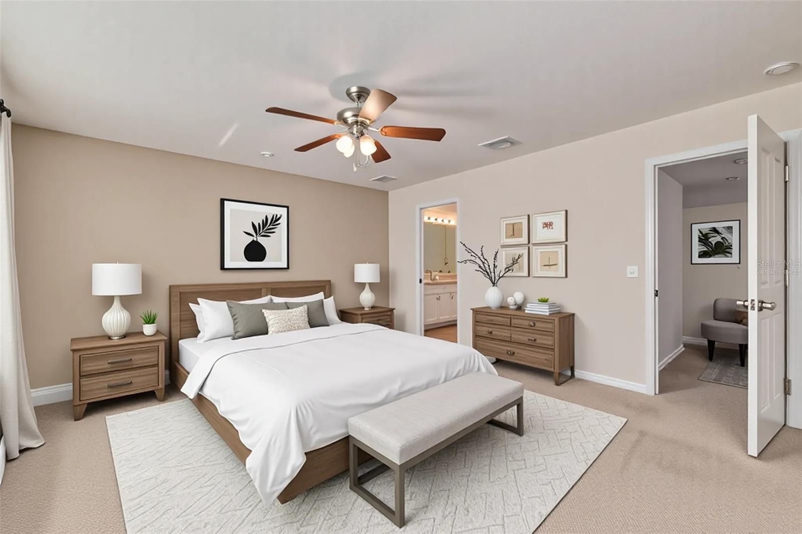 Virtually Staged Prinary Bedroom