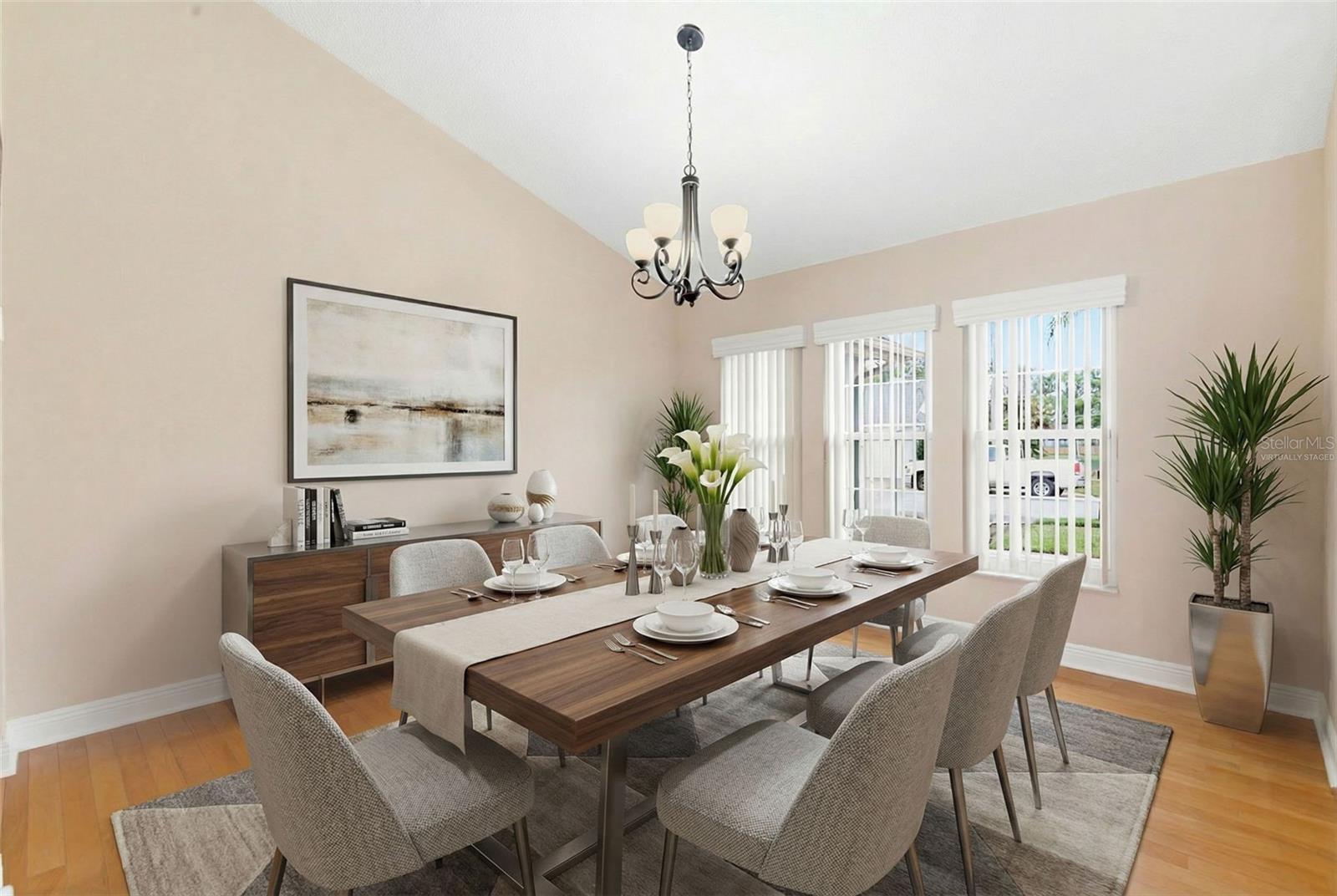virtually staged dining room