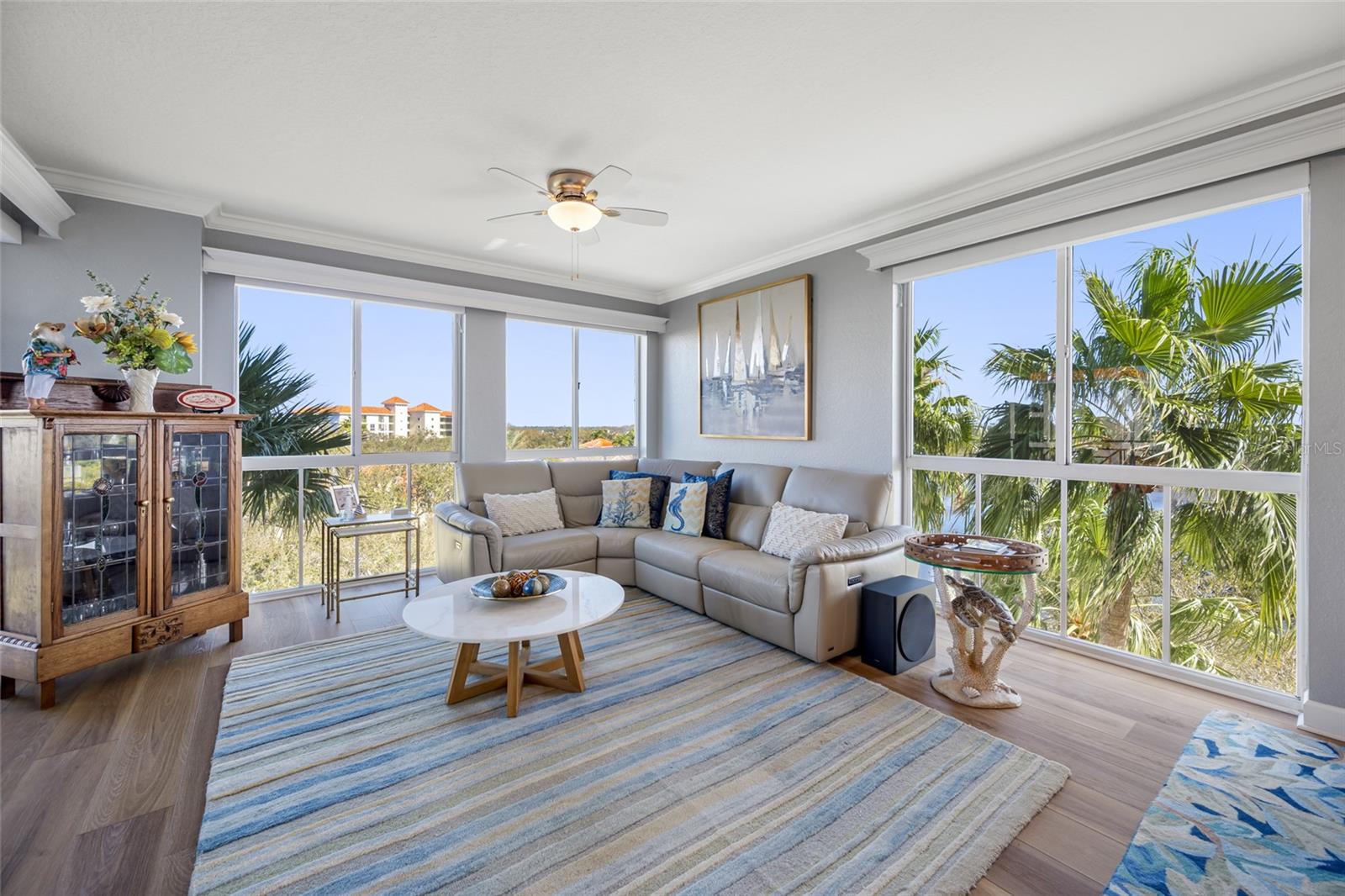 Family room surrounded by lots of light