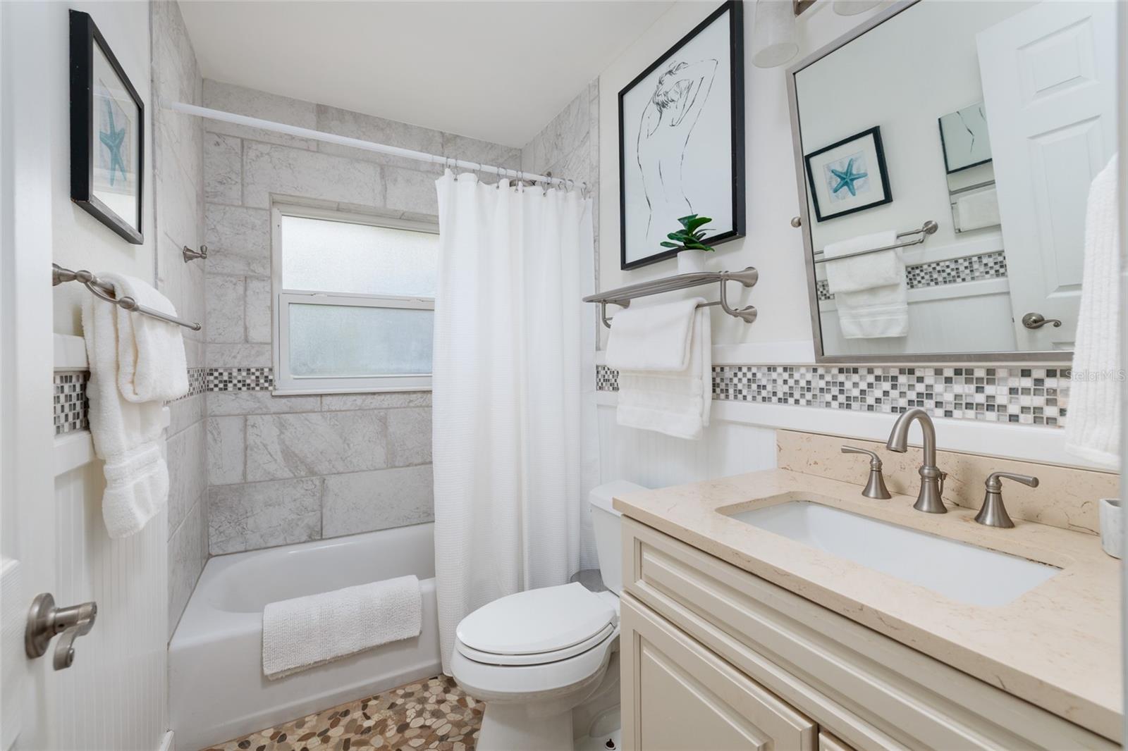 Spa like remodeled bathroom.