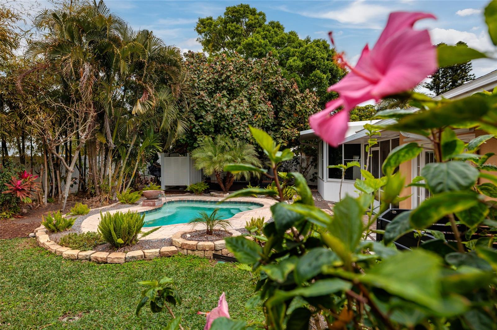 Tropical and Lush! Mature landscaping.