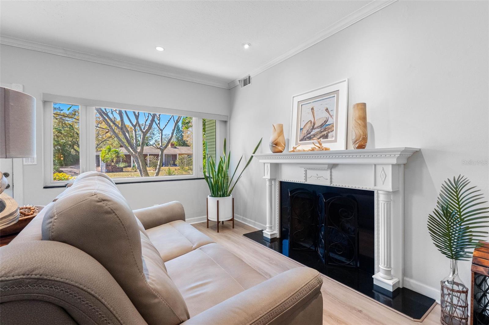 Wood-burning fireplace