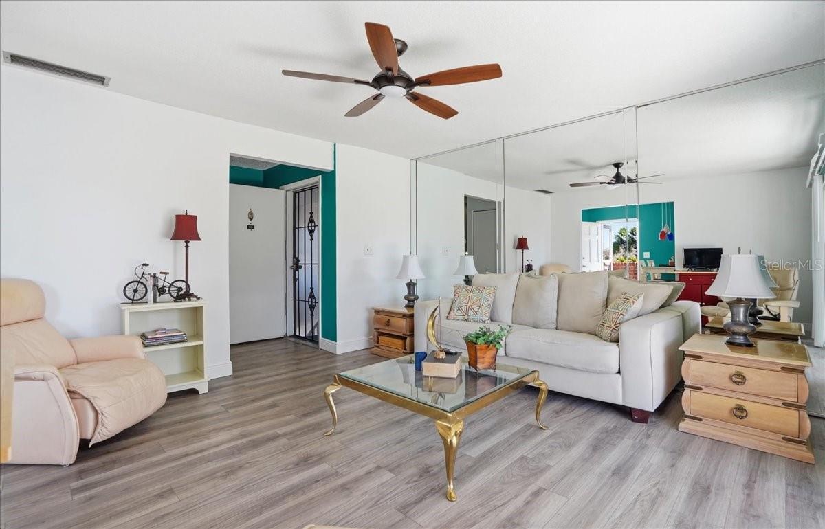 View from living room toward front door.