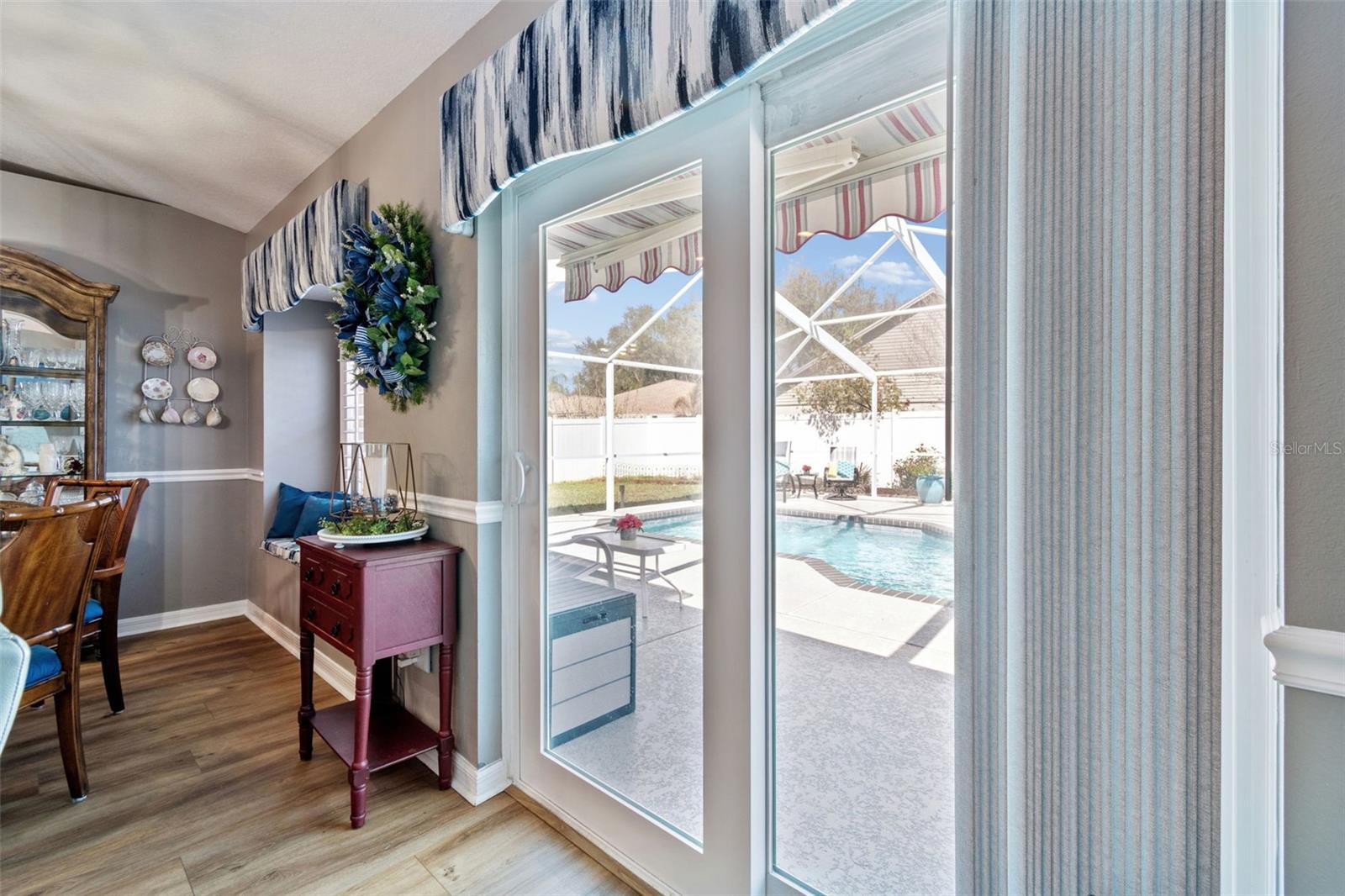 New sliding glass door for easy access to your salt water pool.