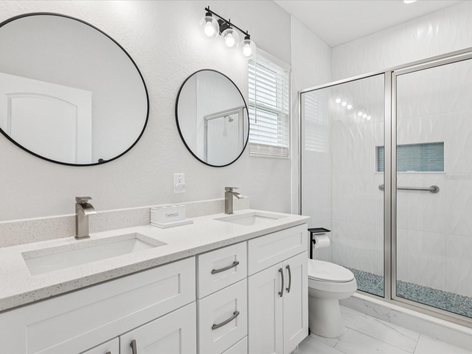 Primary bathroom dual sinks