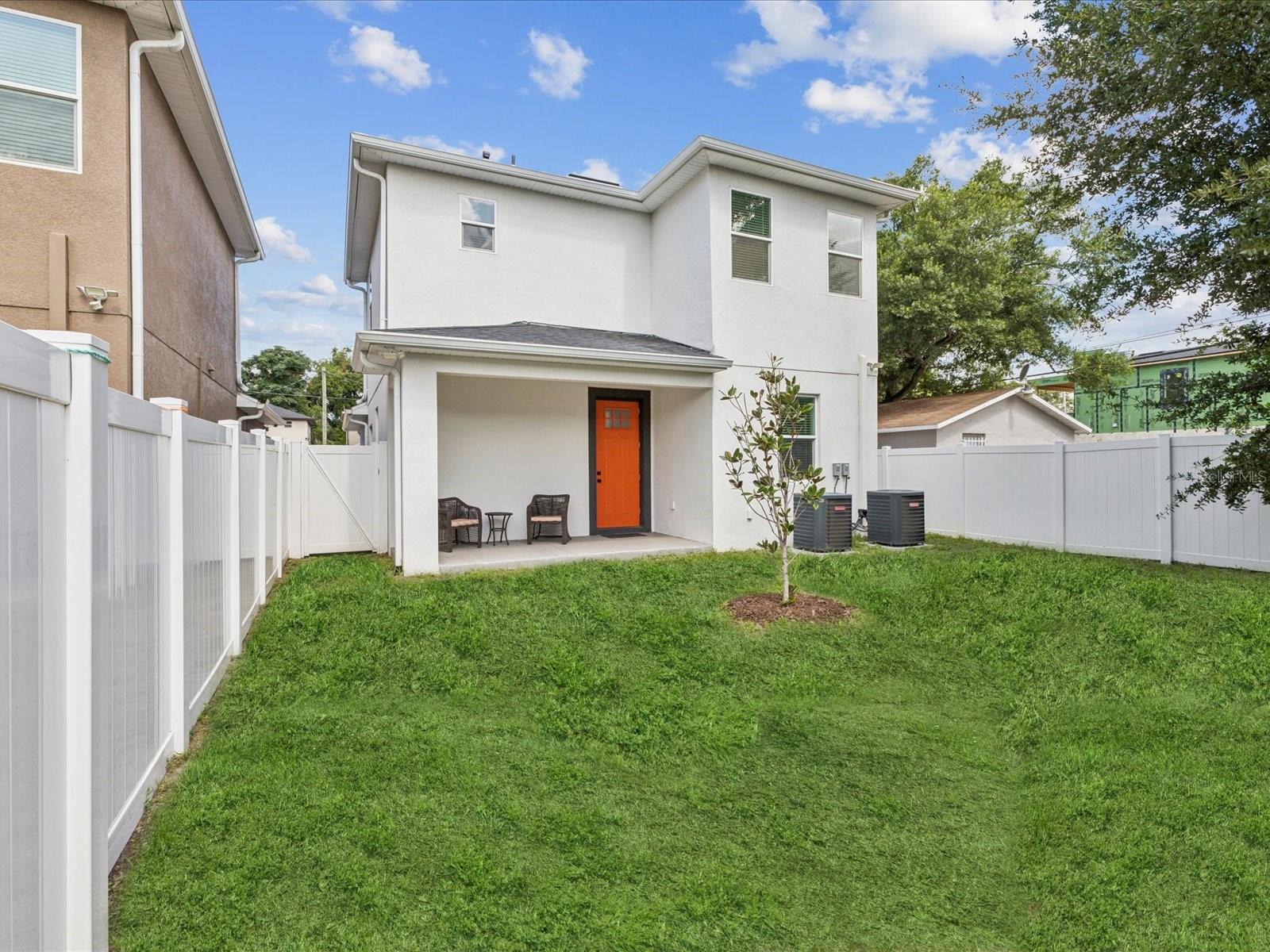 Fully fenced in backyard