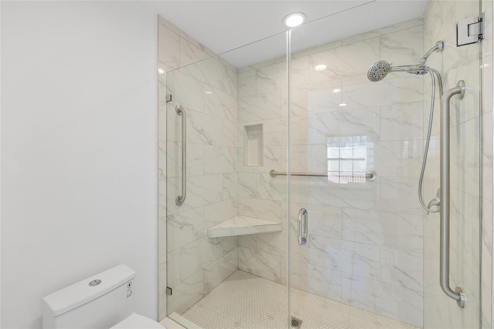 Shower area in the master bathroom