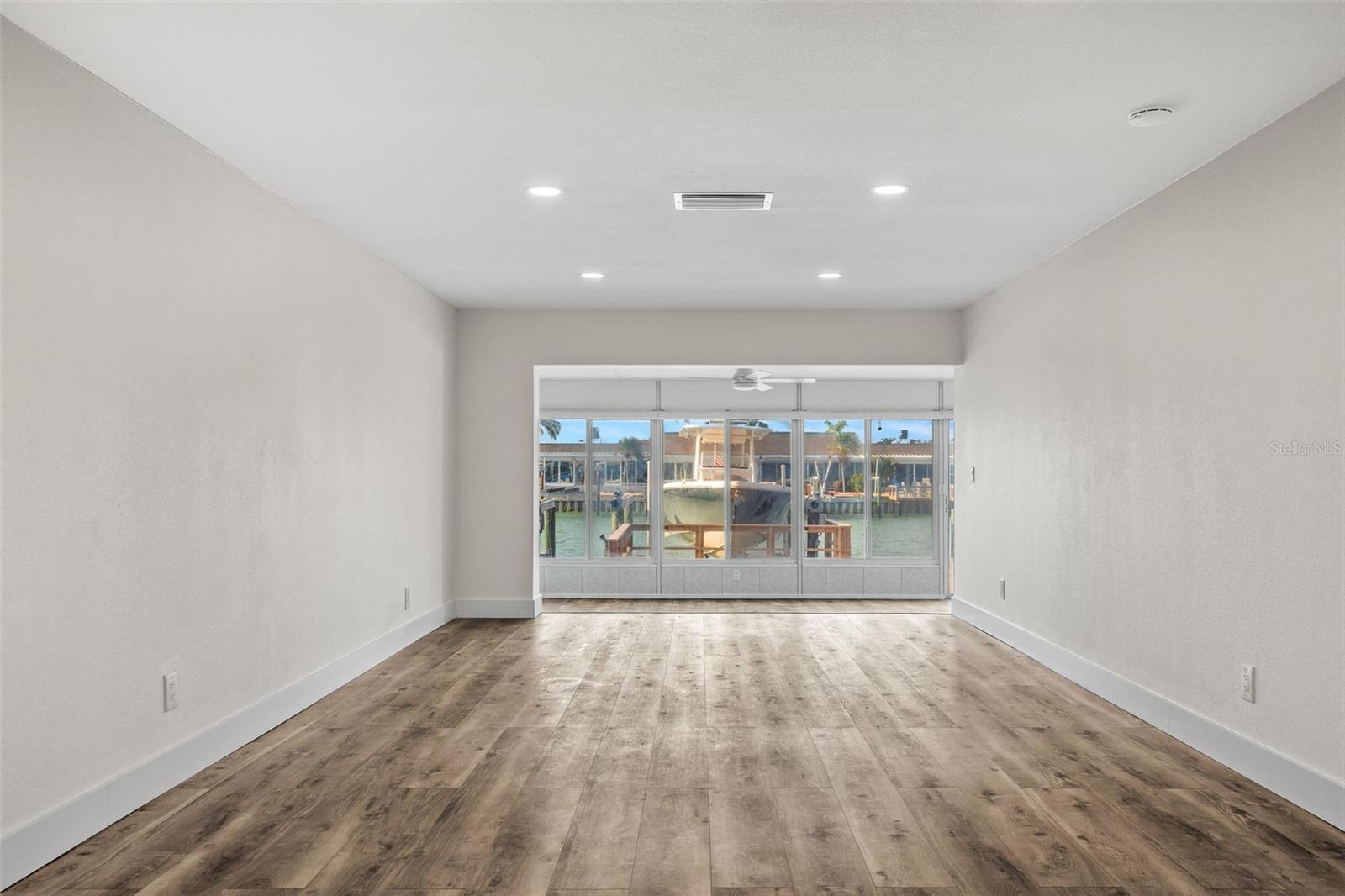 view from living room to water