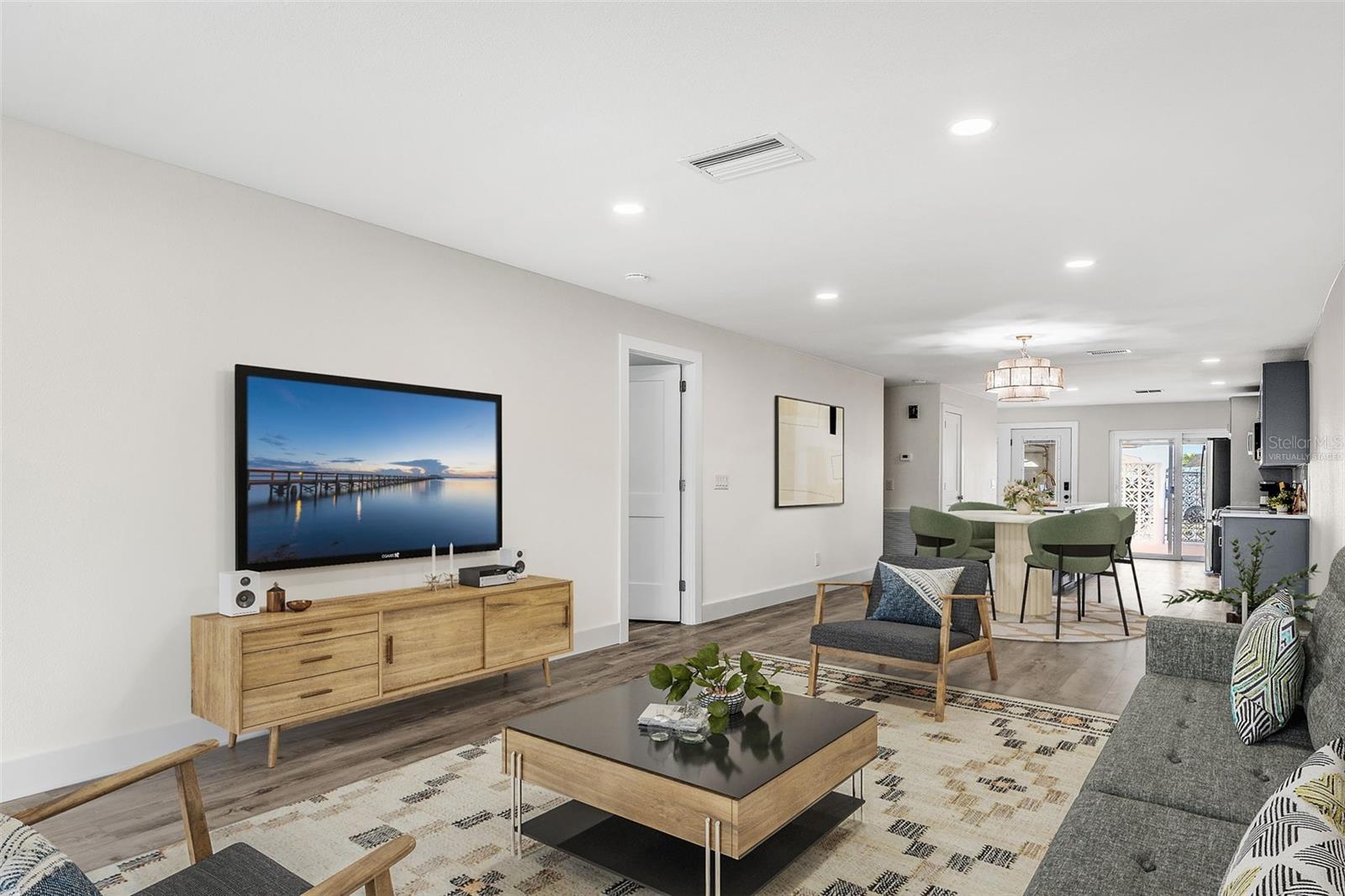 virtually staged living room/dining room